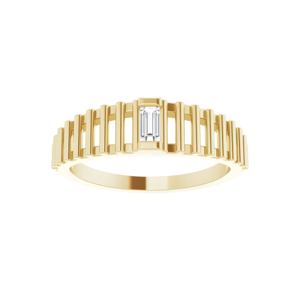 Baguette Solitaire Diamond Ring in 14k Yellow Gold