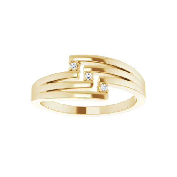 Three Row Diamond Ring in 14k Yellow Gold