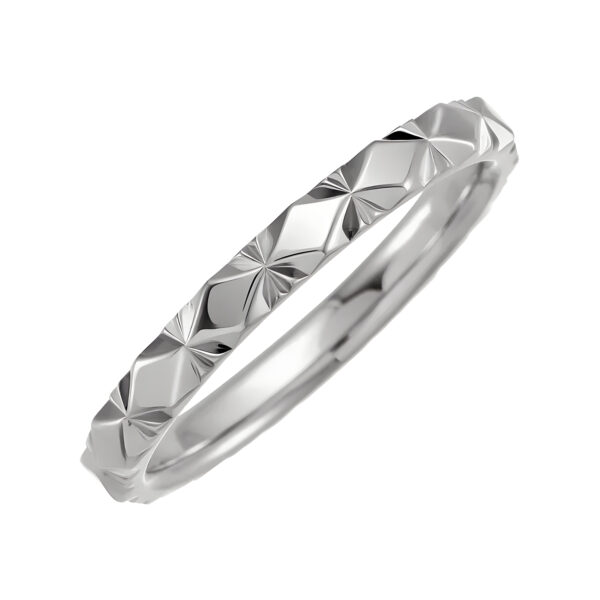 Faceted Wedding Band in 14k White Gold