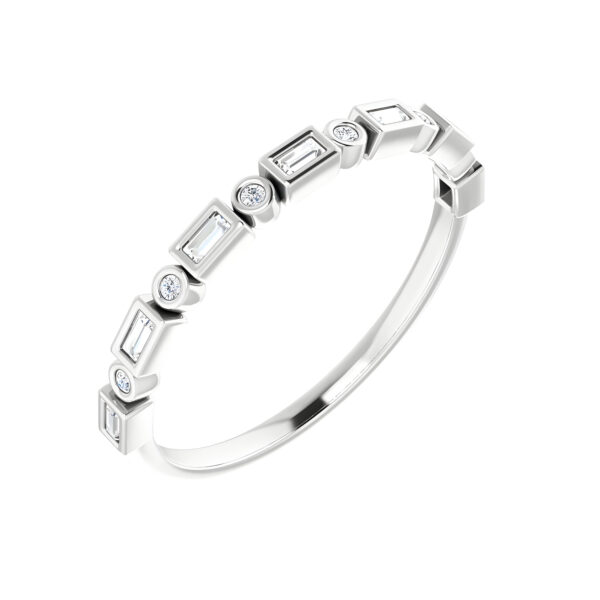 Diamond Baguette Anniversary Band in 14K White Gold 1/8 CTW