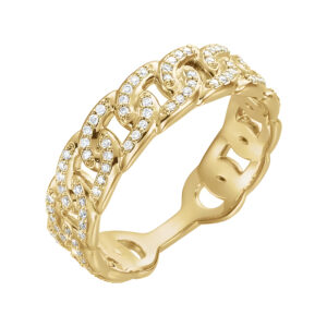 Diamond Chain Link Ring in 14K Yellow Gold