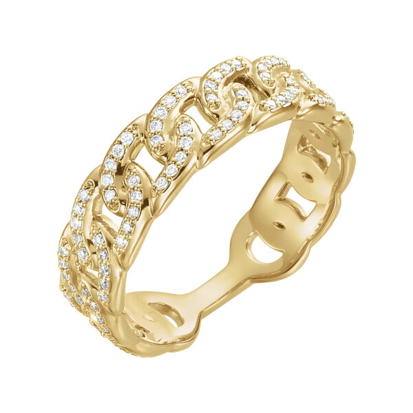 Diamond Chain Link Ring in 14K Yellow Gold