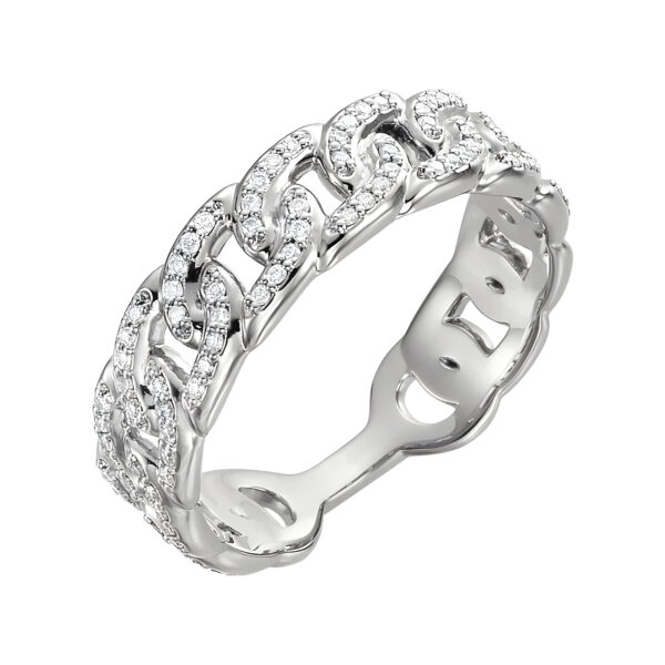 Diamond Chain Link Ring in 14K White Gold