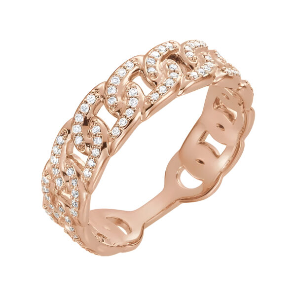 Diamond Chain Link Ring in 14K Rose Gold