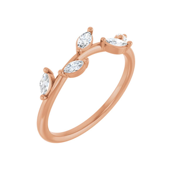 Marquise Diamond Leaf Ring in 14k Rose Gold (1/4 CTW)