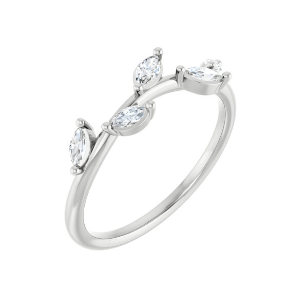 Marquise Diamond Leaf Ring in 14k White Gold (1/4 CTW)