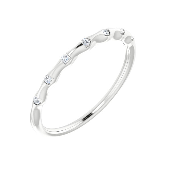 Wave Diamond Stackable Ring in 14K White Gold (0.06 CTW)