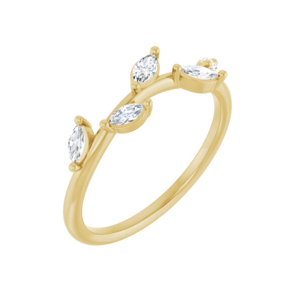 Marquise Diamond Leaf Ring in 14k Yellow Gold (1/4 CTW)